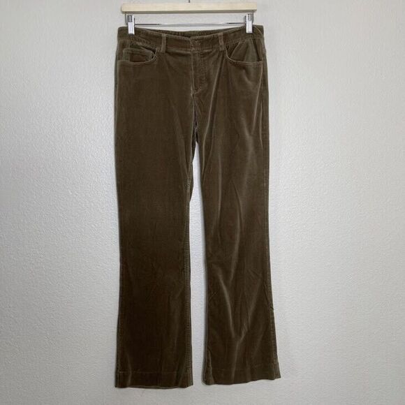 Theory Womens Pants Sz 8 Velvet Brown Bootcut Semi Flared Velour Solid Made USA - Picture 1 of 12